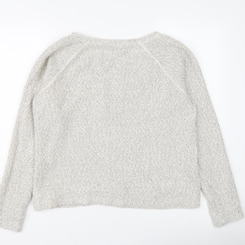 M&Co Womens Grey Round Neck Cotton Pullover Jumper Size 16