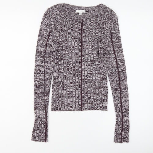 Topshop Womens Purple Round Neck Viscose Pullover Jumper Size S