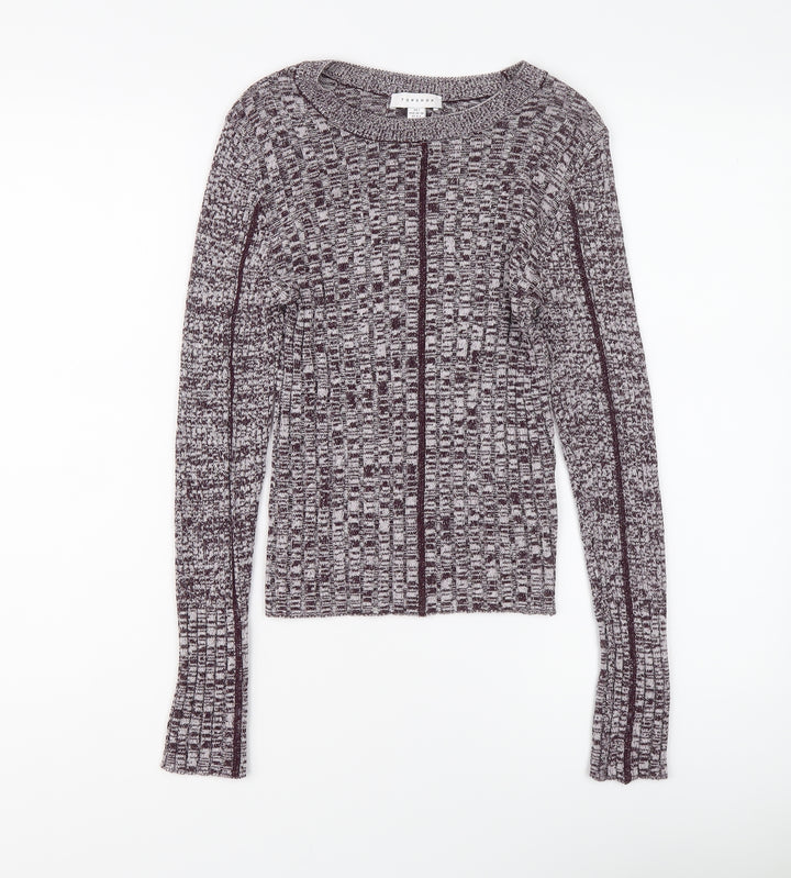Topshop Womens Purple Round Neck Viscose Pullover Jumper Size S