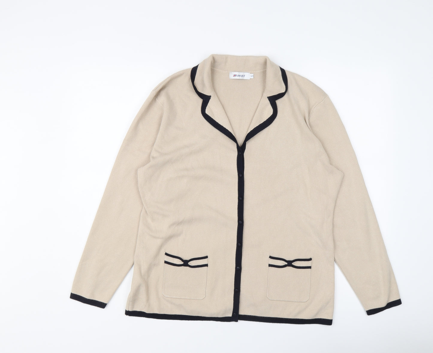 Damart Womens Beige Collared Viscose Cardigan Jumper Size 16