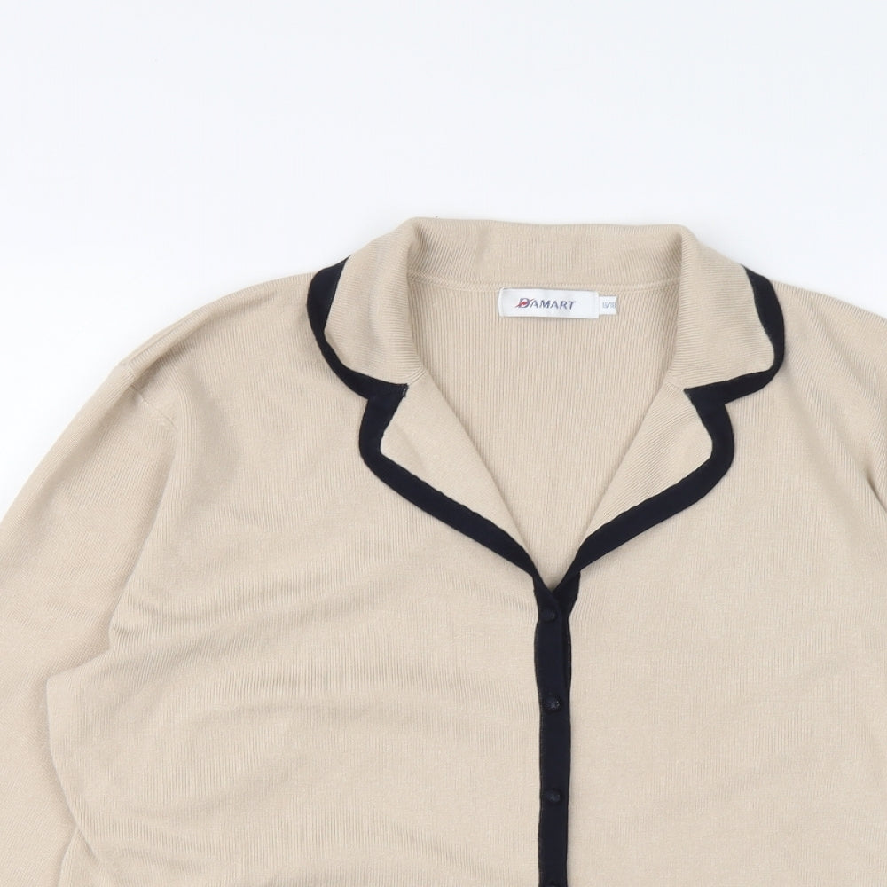 Damart Womens Beige Collared Viscose Cardigan Jumper Size 16