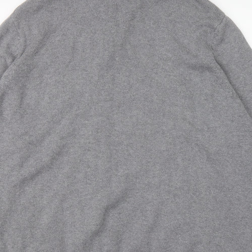 Atlantic Bay Mens Grey Round Neck Cotton Henley Jumper Size XL Long Sleeve