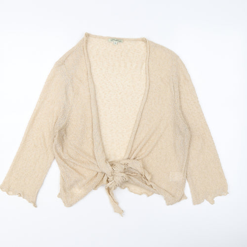 Tommy & Kate Womens Beige V-Neck Acrylic Cardigan Jumper Size 16 - Knot Front
