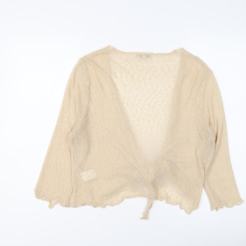 Tommy & Kate Womens Beige V-Neck Acrylic Cardigan Jumper Size 16 - Knot Front