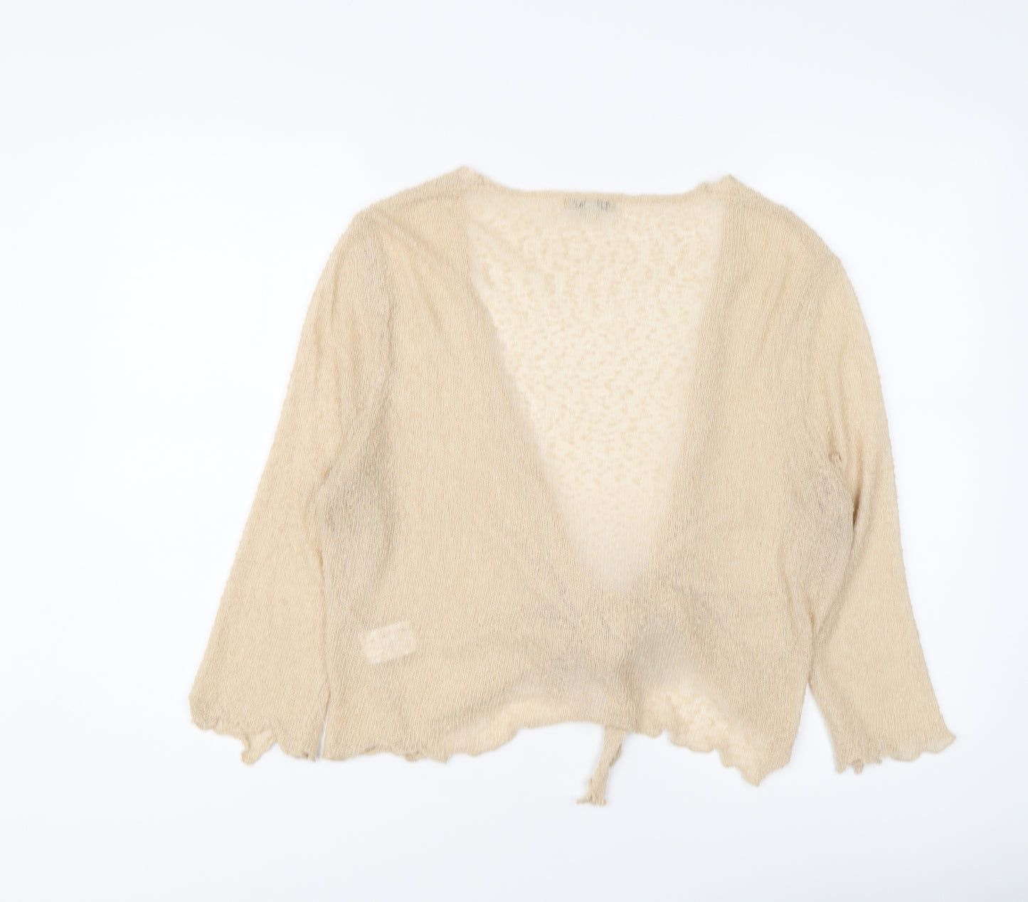 Tommy & Kate Womens Beige V-Neck Acrylic Cardigan Jumper Size 16 - Knot Front