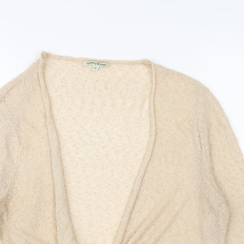 Tommy & Kate Womens Beige V-Neck Acrylic Cardigan Jumper Size 16 - Knot Front