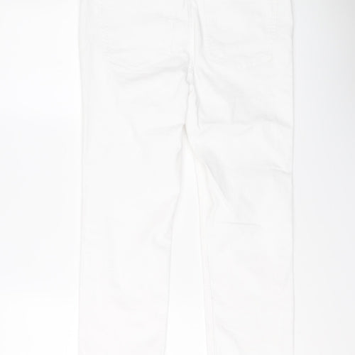 Marks and Spencer Womens White Cotton Straight Jeans Size 12 L25 in Slim Button