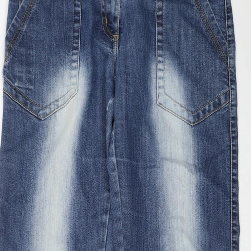E-vie Womens Blue Cotton Wide-Leg Jeans Size 12 L31 in Regular Button