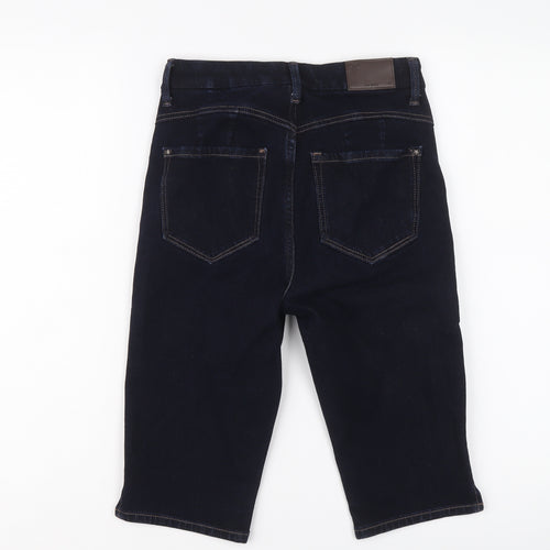 Marks and Spencer Womens Blue Cotton Skimmer Shorts Size 8 L12 in Regular Button