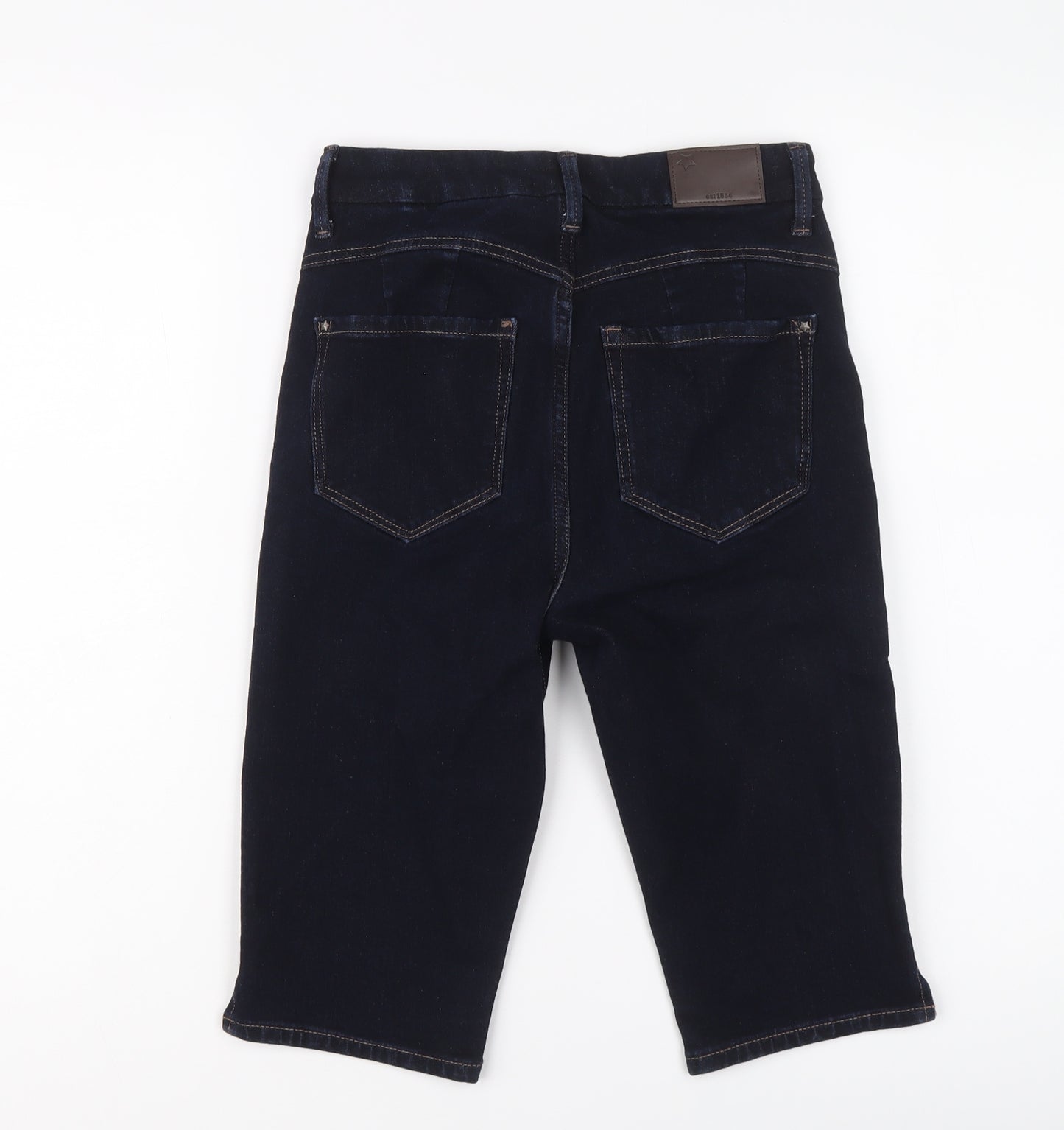 Marks and Spencer Womens Blue Cotton Skimmer Shorts Size 8 L12 in Regular Button