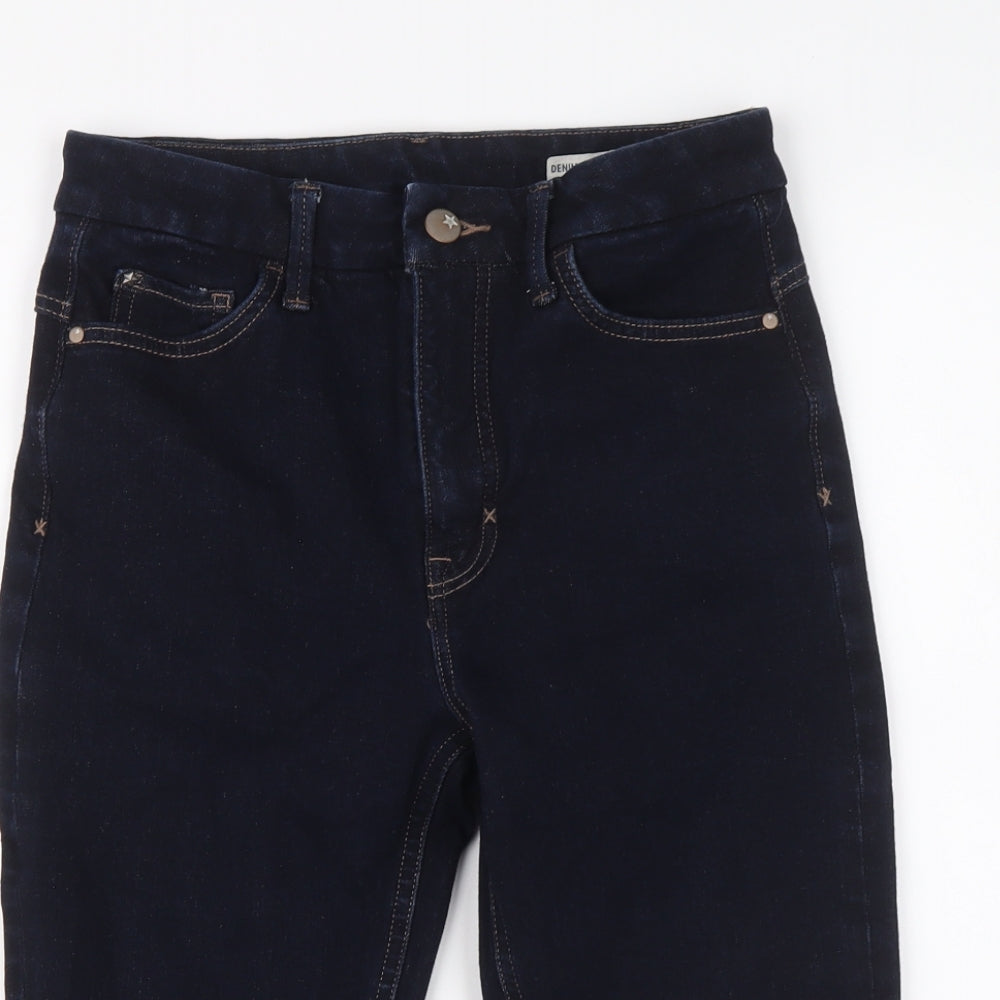 Marks and Spencer Womens Blue Cotton Skimmer Shorts Size 8 L12 in Regular Button