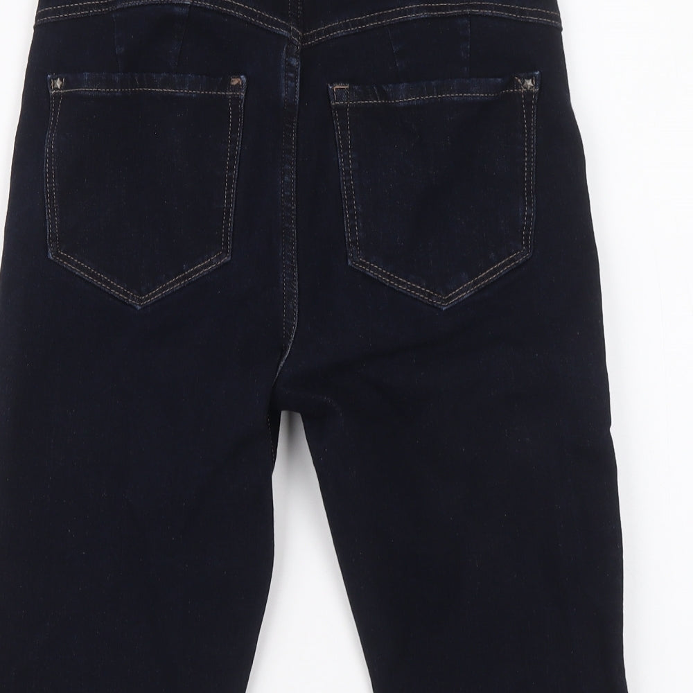 Marks and Spencer Womens Blue Cotton Skimmer Shorts Size 8 L12 in Regular Button