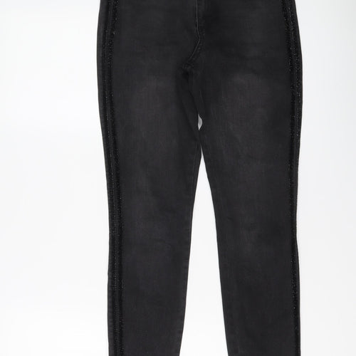 Denim & Co. Womens Grey Cotton Skinny Jeans Size 10 L27 in Regular Button
