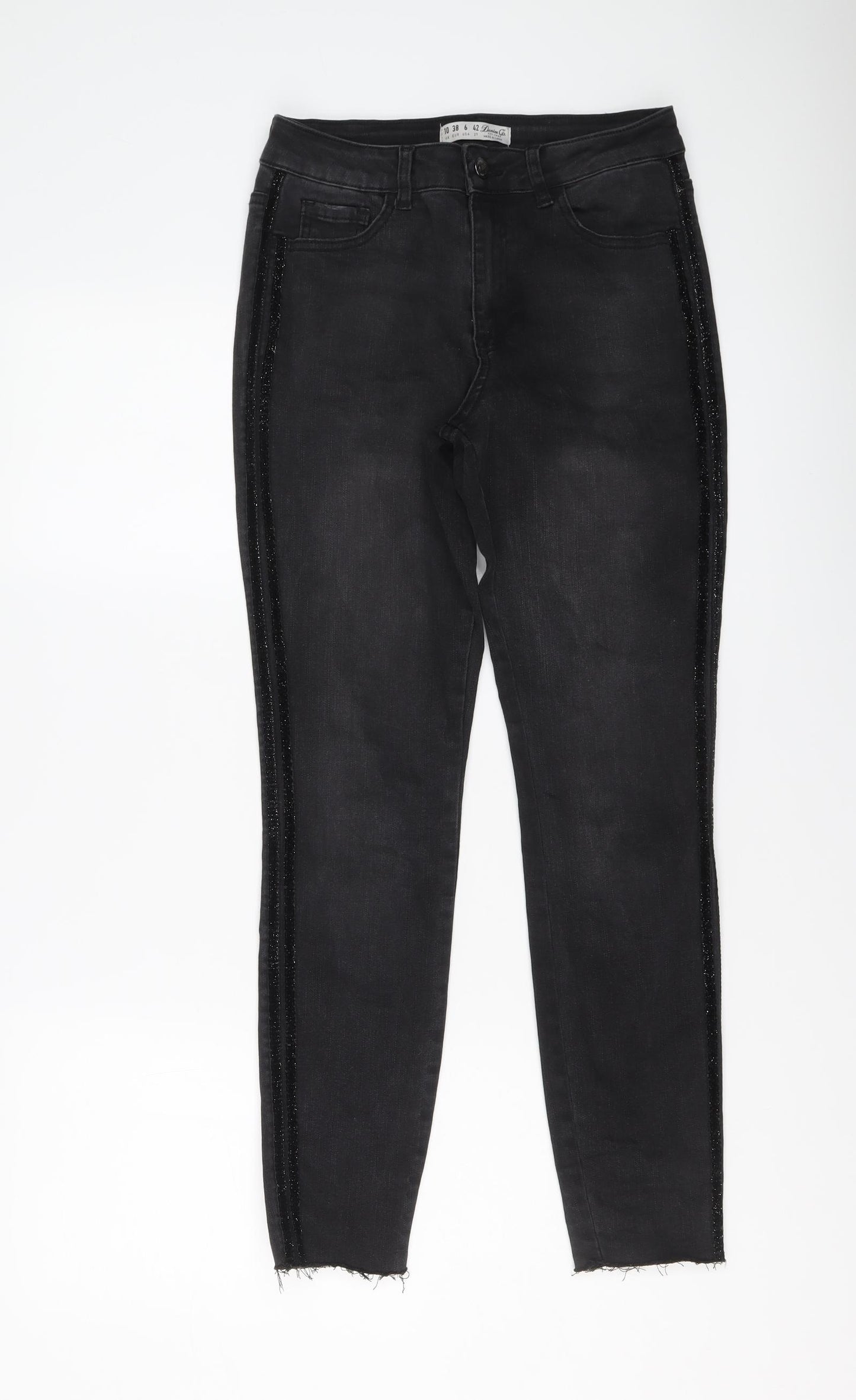 Denim & Co. Womens Grey Cotton Skinny Jeans Size 10 L27 in Regular Button