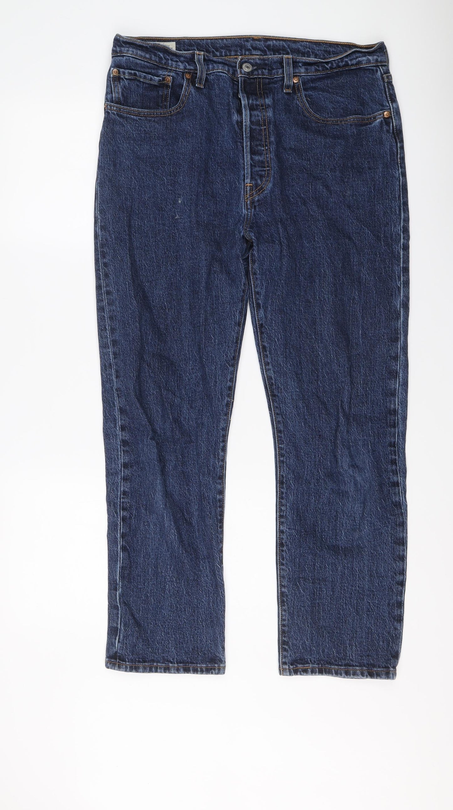 Levi's Mens Blue Cotton Straight Jeans Size 32 in L28 in Regular Button