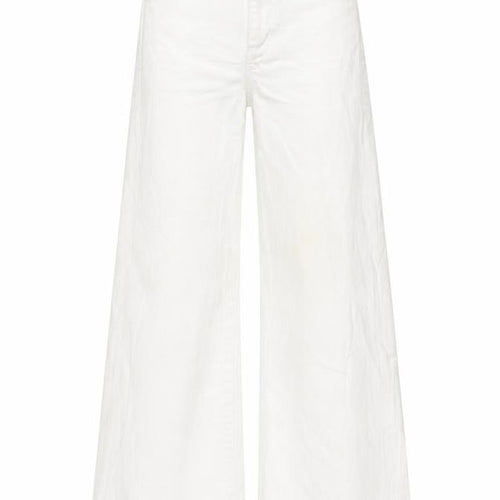 Mango Womens Ivory Cotton Wide-Leg Jeans Size 6 L25 in Regular Button