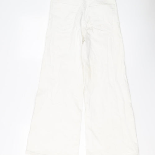Mango Womens Ivory Cotton Wide-Leg Jeans Size 6 L25 in Regular Button