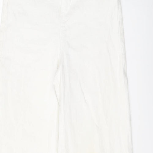 Mango Womens Ivory Cotton Wide-Leg Jeans Size 6 L25 in Regular Button