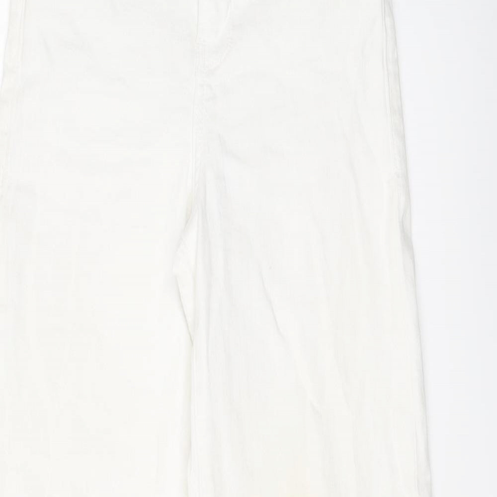 Mango Womens Ivory Cotton Wide-Leg Jeans Size 6 L25 in Regular Button