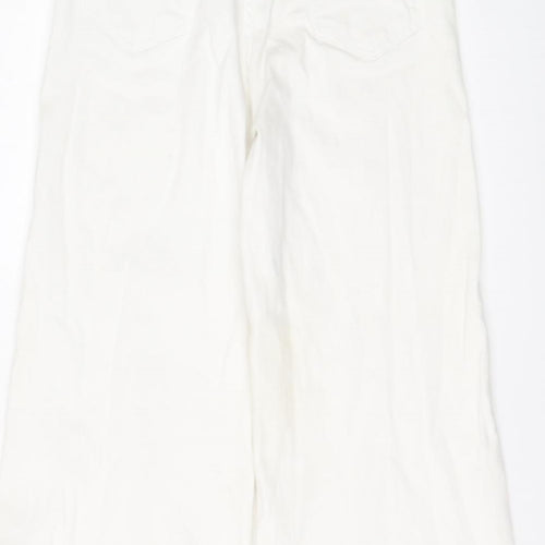 Mango Womens Ivory Cotton Wide-Leg Jeans Size 6 L25 in Regular Button