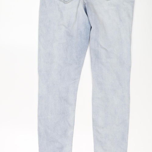 Sosandar Womens Blue Cotton Skinny Jeans Size 12 L28 in Regular Button