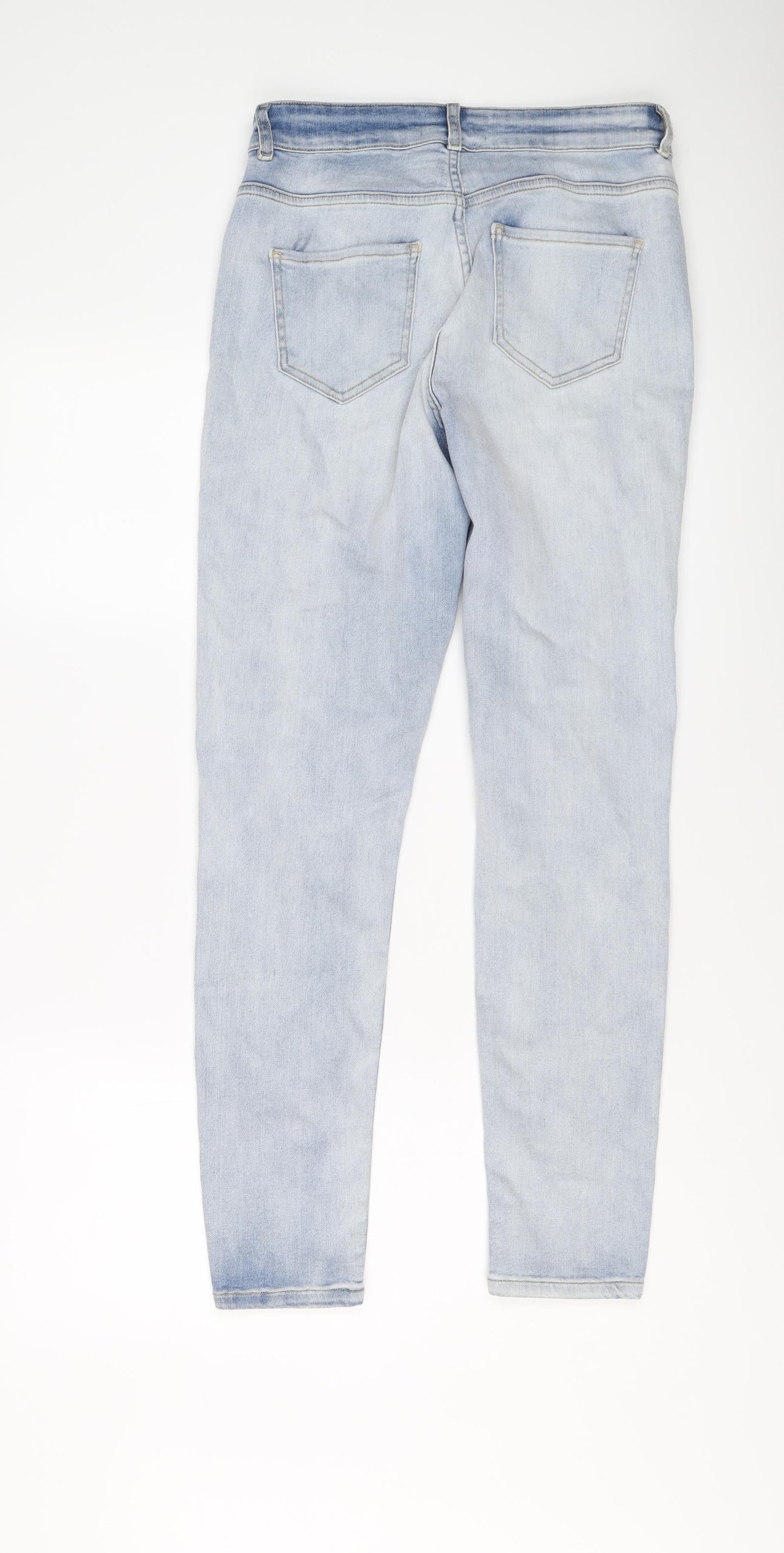 Sosandar Womens Blue Cotton Skinny Jeans Size 12 L28 in Regular Button