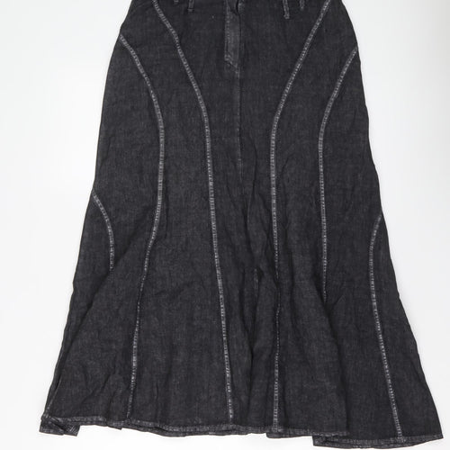 Giorgia Netti Womens Grey Linen Swing Skirt Size 16 Button