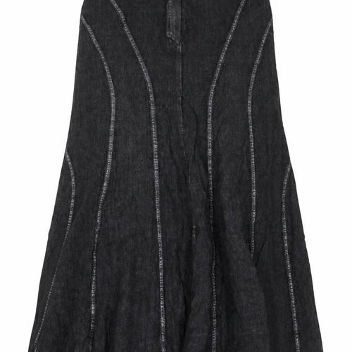Giorgia Netti Womens Grey Linen Swing Skirt Size 16 Button