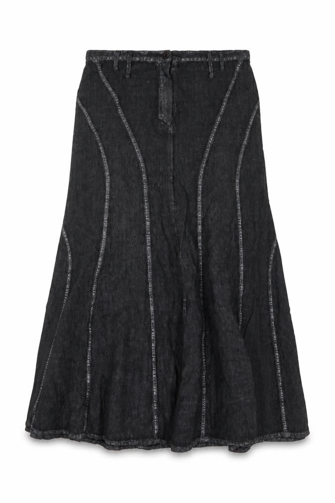 Giorgia Netti Womens Grey Linen Swing Skirt Size 16 Button