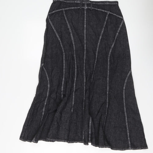 Giorgia Netti Womens Grey Linen Swing Skirt Size 16 Button