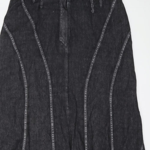 Giorgia Netti Womens Grey Linen Swing Skirt Size 16 Button