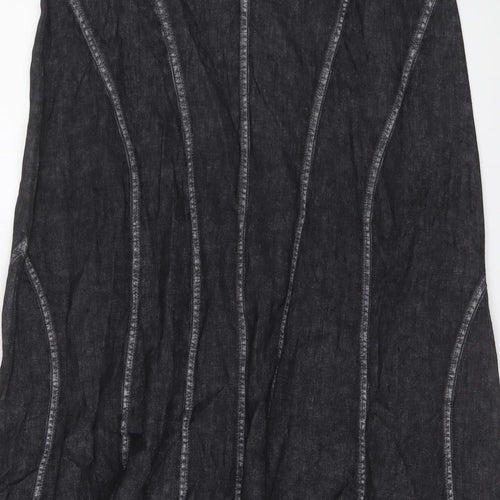 Giorgia Netti Womens Grey Linen Swing Skirt Size 16 Button