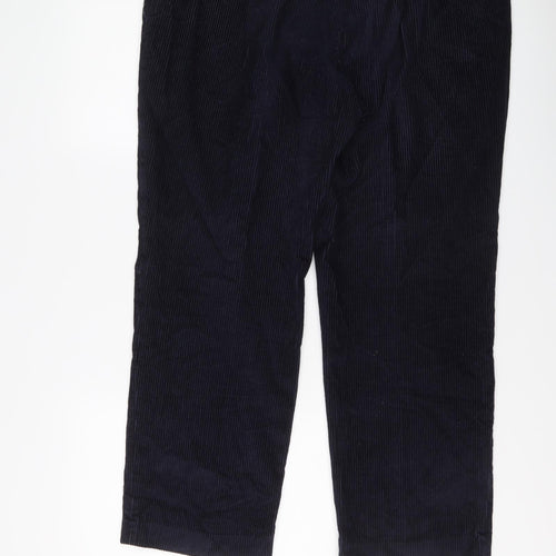 Marks and Spencer Mens Blue Cotton Trousers Size 38 in L29 in Regular Button