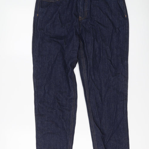 NEXT Womens Blue Cotton Mom Jeans Size 10 L25 in Regular Button