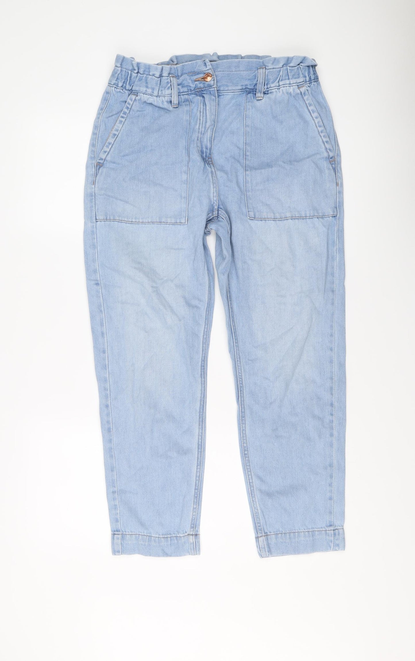 NEXT Womens Blue Cotton Straight Jeans Size 12 L26 in Regular Button