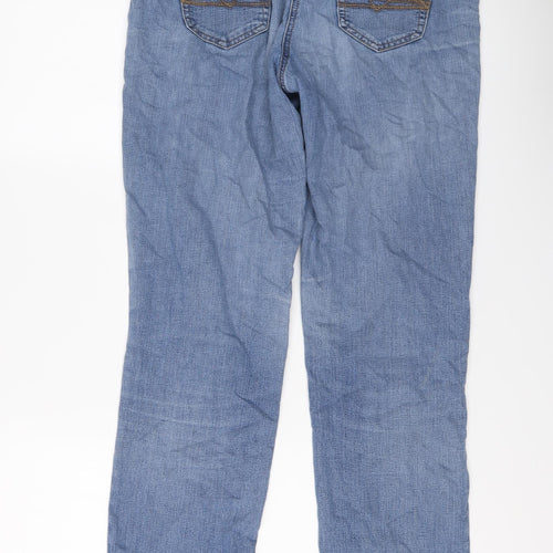 TU Womens Blue Cotton Straight Jeans Size 14 L30 in Regular Button