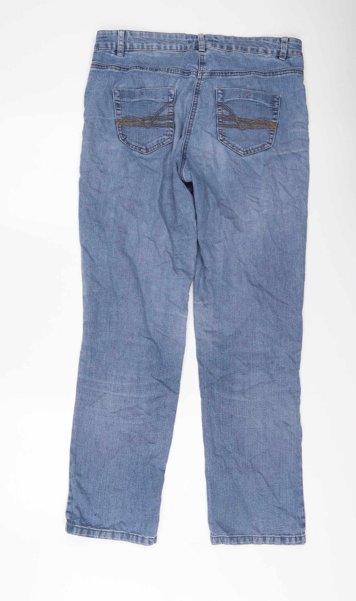 TU Womens Blue Cotton Straight Jeans Size 14 L30 in Regular Button