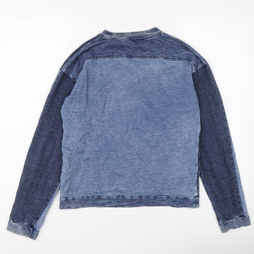 NEXT Womens Blue Colourblock Cotton Pullover Sweatshirt Size 6 Pullover