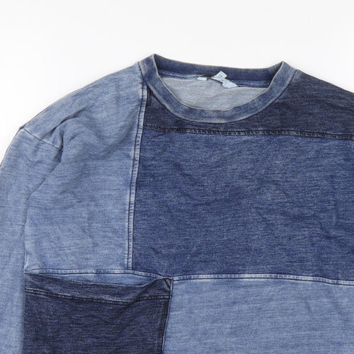 NEXT Womens Blue Colourblock Cotton Pullover Sweatshirt Size 6 Pullover