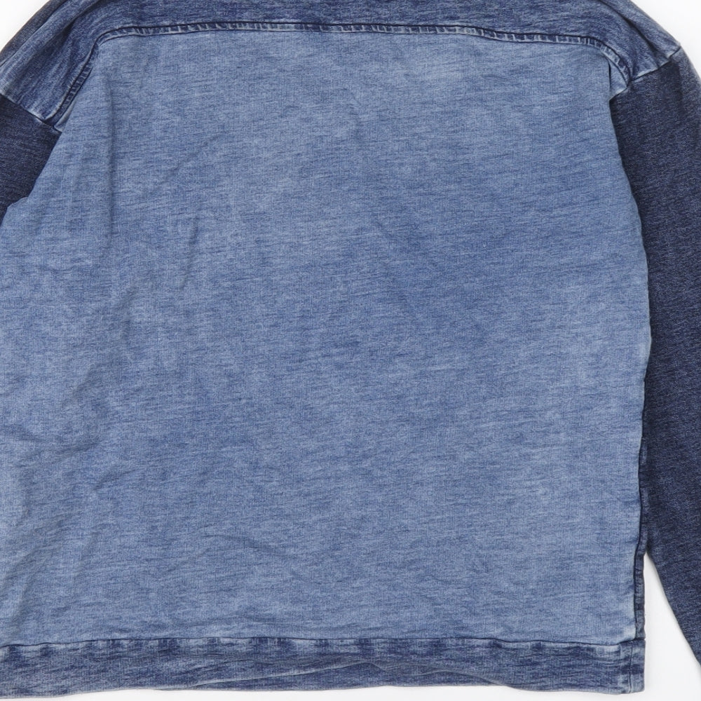 NEXT Womens Blue Colourblock Cotton Pullover Sweatshirt Size 6 Pullover