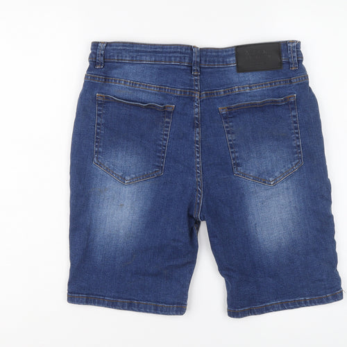 Boohoo Mens Blue Cotton Bermuda Shorts Size 34 in L8 in Regular Button