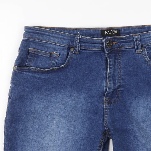 Boohoo Mens Blue Cotton Bermuda Shorts Size 34 in L8 in Regular Button