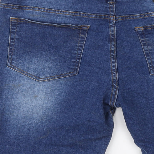 Boohoo Mens Blue Cotton Bermuda Shorts Size 34 in L8 in Regular Button