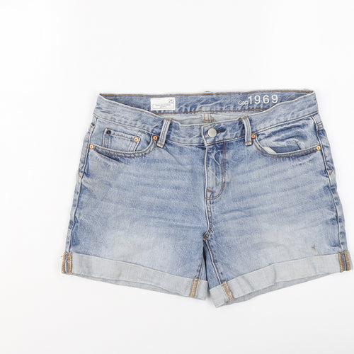 Gap Womens Blue Cotton Boyfriend Shorts Size 25 in L3 in Regular Button