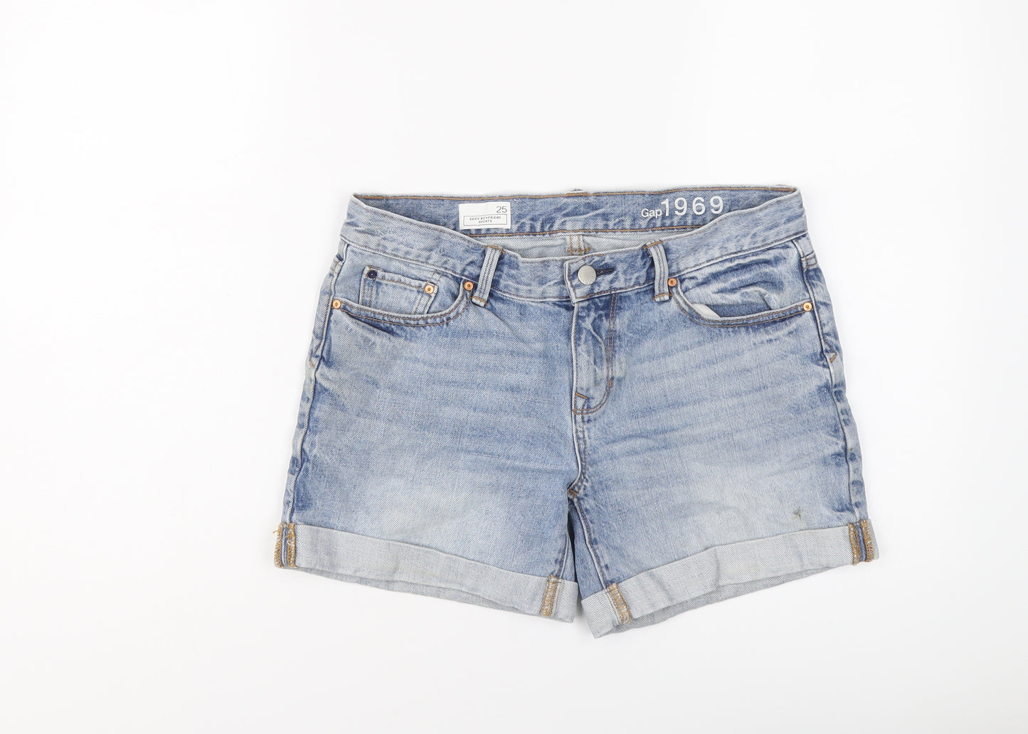 Gap Womens Blue Cotton Boyfriend Shorts Size 25 in L3 in Regular Button
