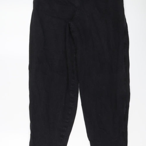 Bershka Womens Black Cotton Tapered Jeans Size 4 L26 in Regular Button