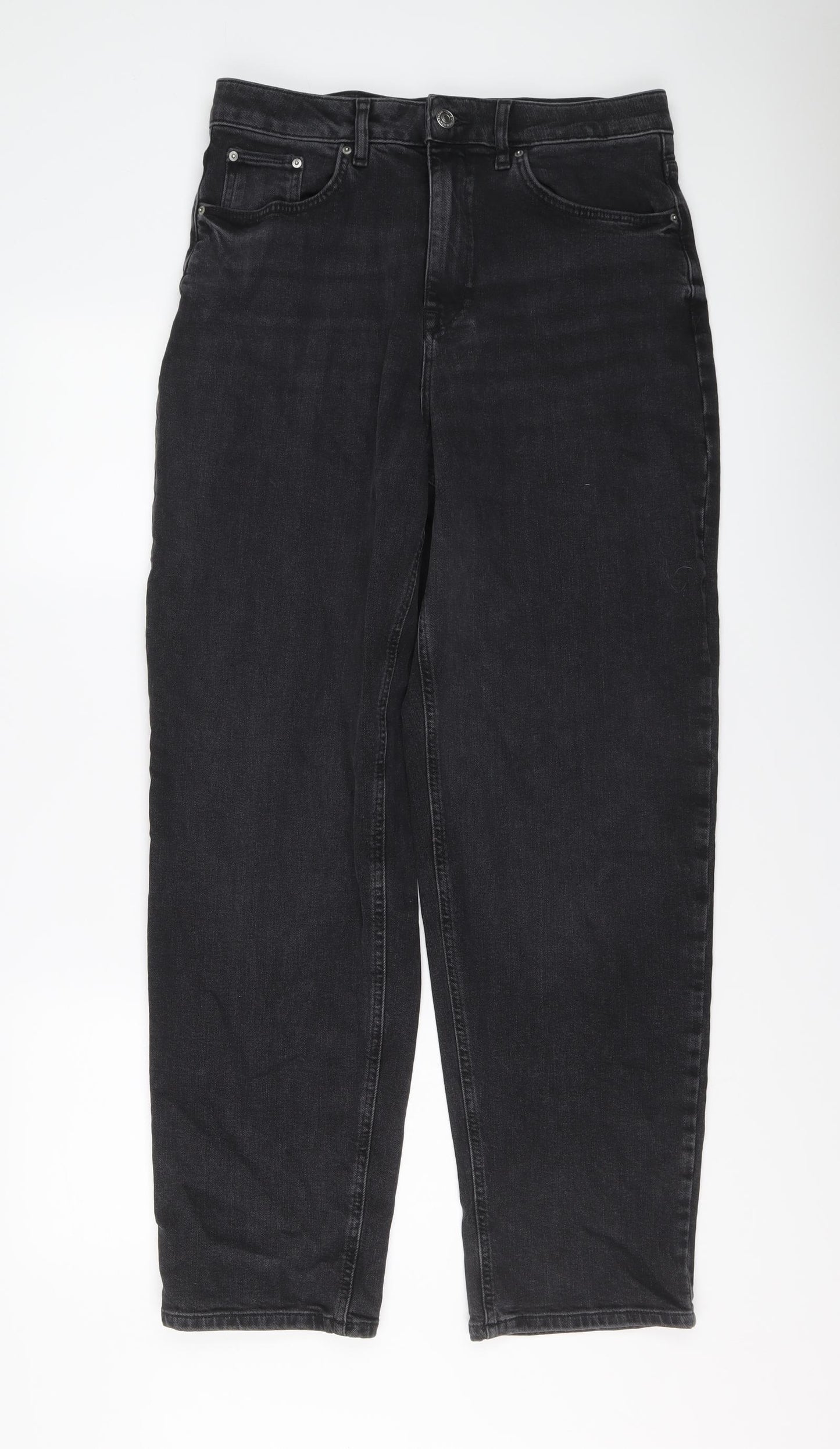 Marks and Spencer Womens Grey Cotton Tapered Jeans Size 12 L30 in Regular Button
