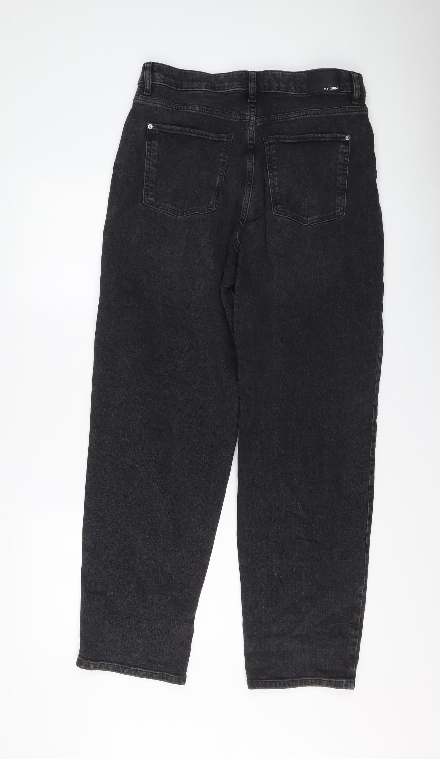 Marks and Spencer Womens Grey Cotton Tapered Jeans Size 12 L30 in Regular Button