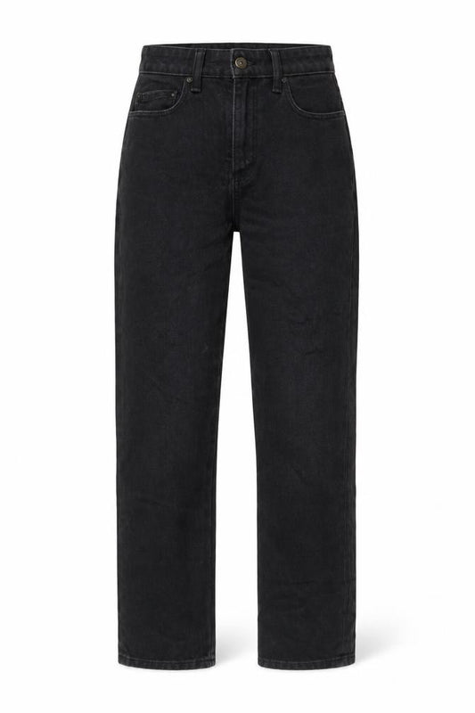 Front view of Collusion women’s grey cotton straight jeans, size UK 24, in, 28-inch leg regular button