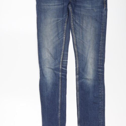 Fabulously British Womens Blue Cotton Skinny Jeans Size 28 in L31 in Regular Button